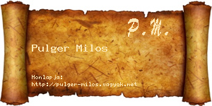 Pulger Milos névjegykártya